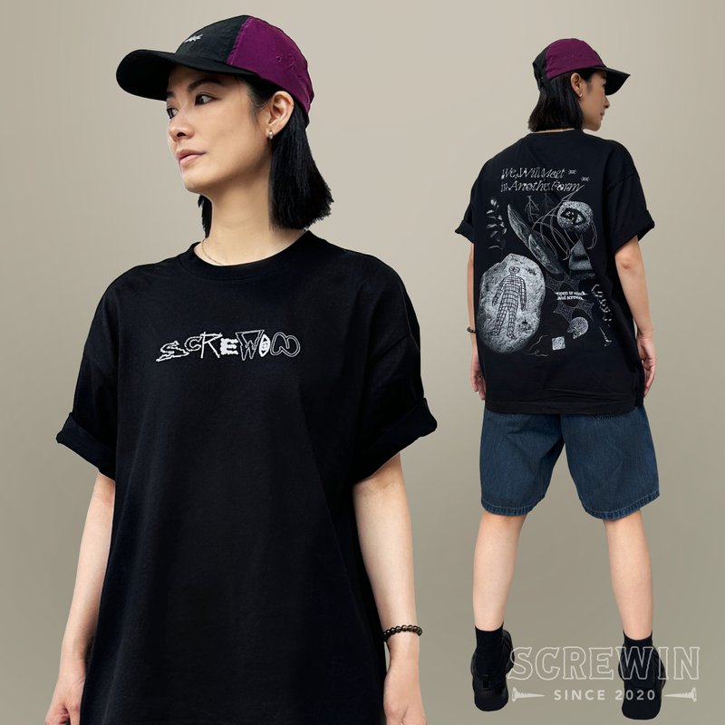 SCREWIN BLACK T - 男装上衣/T 恤 - 棉．麻 黑色
