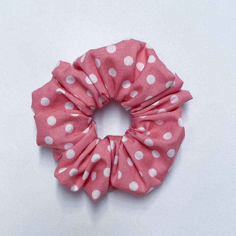 发圈-粉红波点 - 发饰 - 棉．麻 粉红色