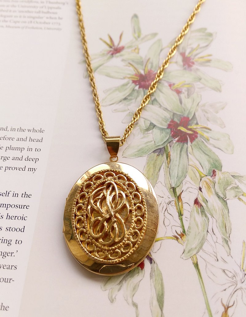 西洋古董饰品。Locket  篓空花体 相片坠 项链 - 项链 - 其他金属 金色
