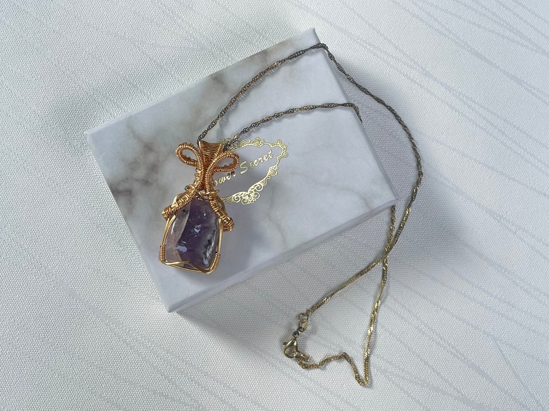 220743 wire wrapping 紫水晶 铜线 绕线 吊堕 - 项链 - 铜/黄铜 紫色