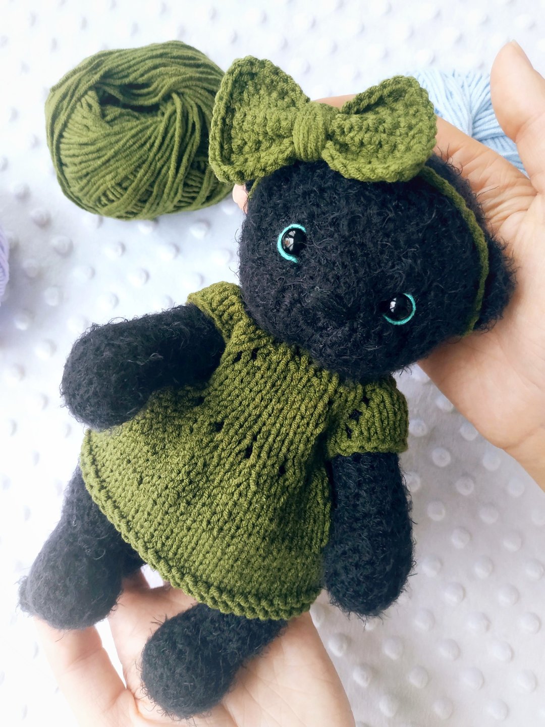 Teddy cat/ plush black cat/ Artist plush animal/ memory gift/ collectible teddy - 玩具/玩偶 - 羊毛 