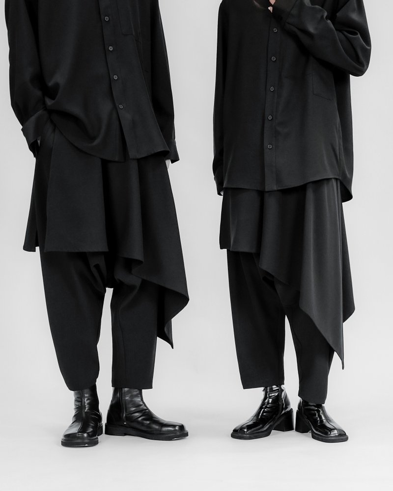 MUKK DESIGN 单边片裙低裆裤 - 中性裤装 - 聚酯纤维 黑色