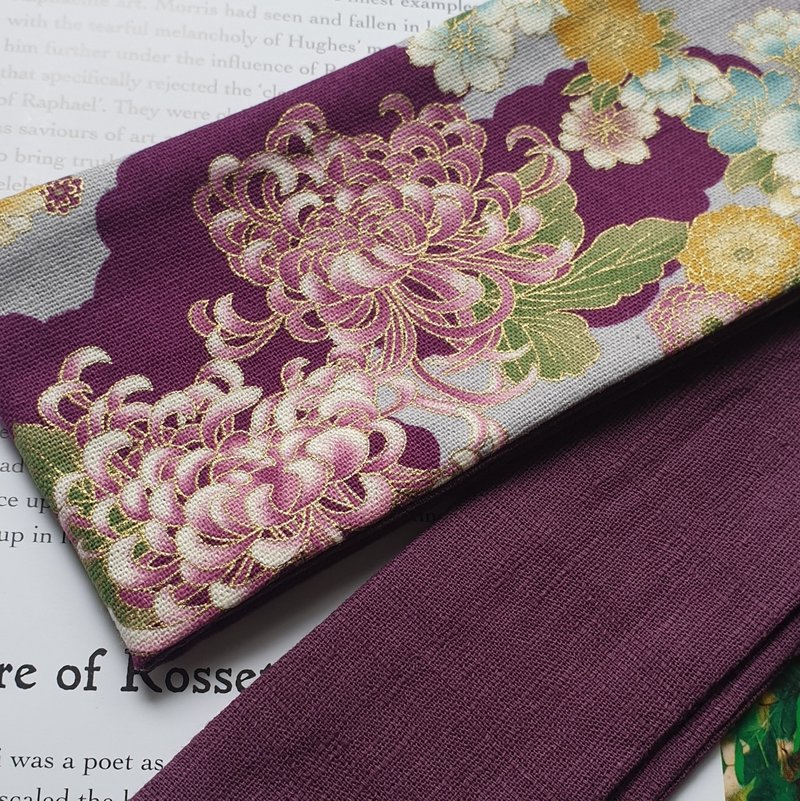 紫菊花浪漫谭 绑式发带 - 发带/发箍 - 棉．麻 紫色