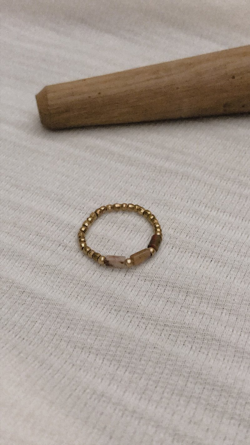 地仙 L'IMMORTEL 天然石 红花碧玉 黄铜 戒指 /vr - 戒指 - 玉石 卡其色