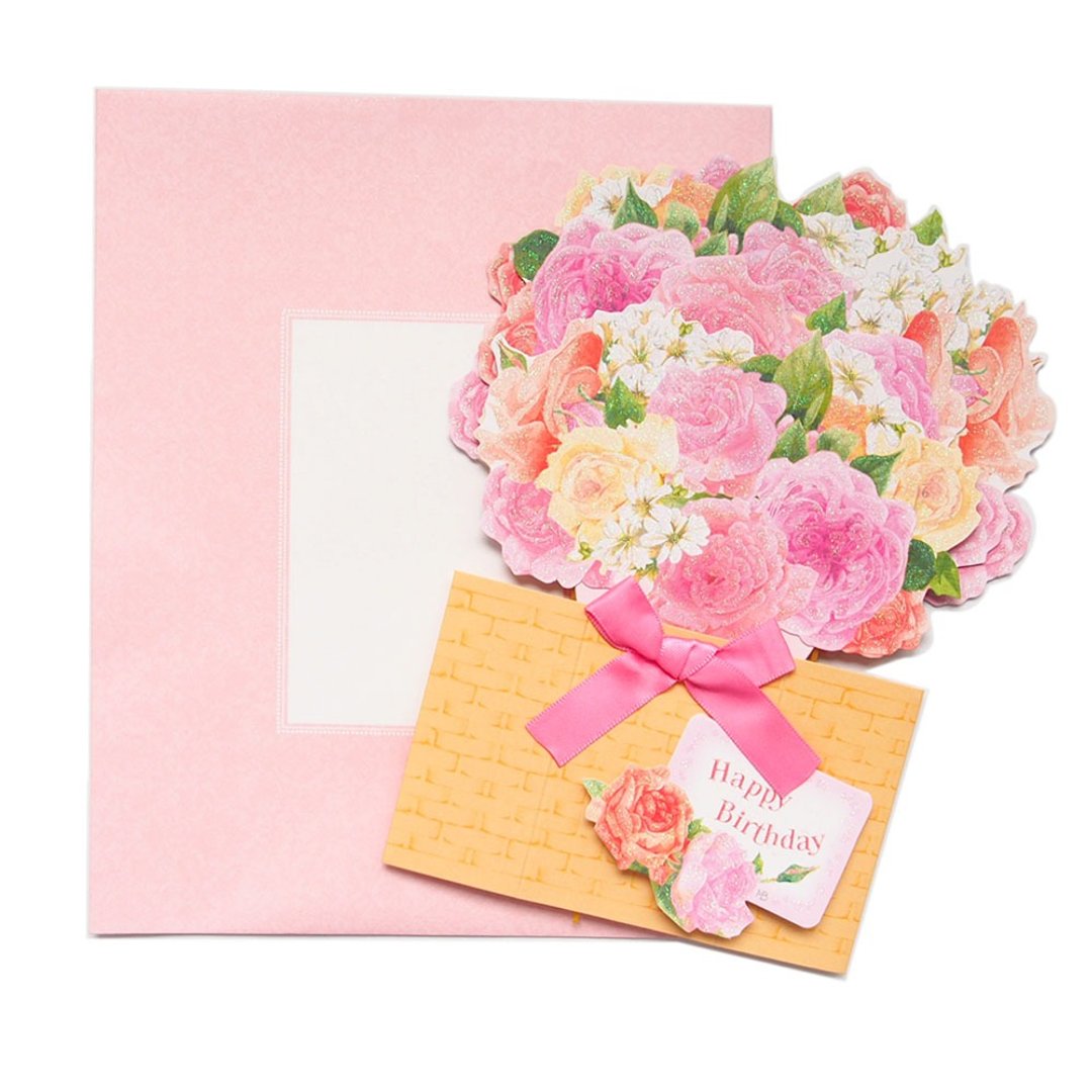 送你一束玫瑰花【Hallmark-JP日本立体卡片 生日祝福】 - 卡片/明信片 - 纸 多色