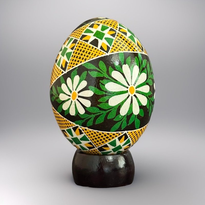 乌克兰复活节彩蛋 真鸡彩蛋 手绘蛋壳 胡特尔彩蛋 - 摆饰 - 其他材质 黑色