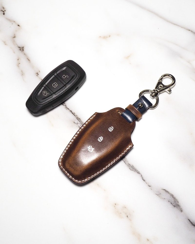 意大制植鞣牛皮革 Ford Fiesta 1.0 Ecoboost 车匙套 - 钥匙链/钥匙包 - 真皮 咖啡色