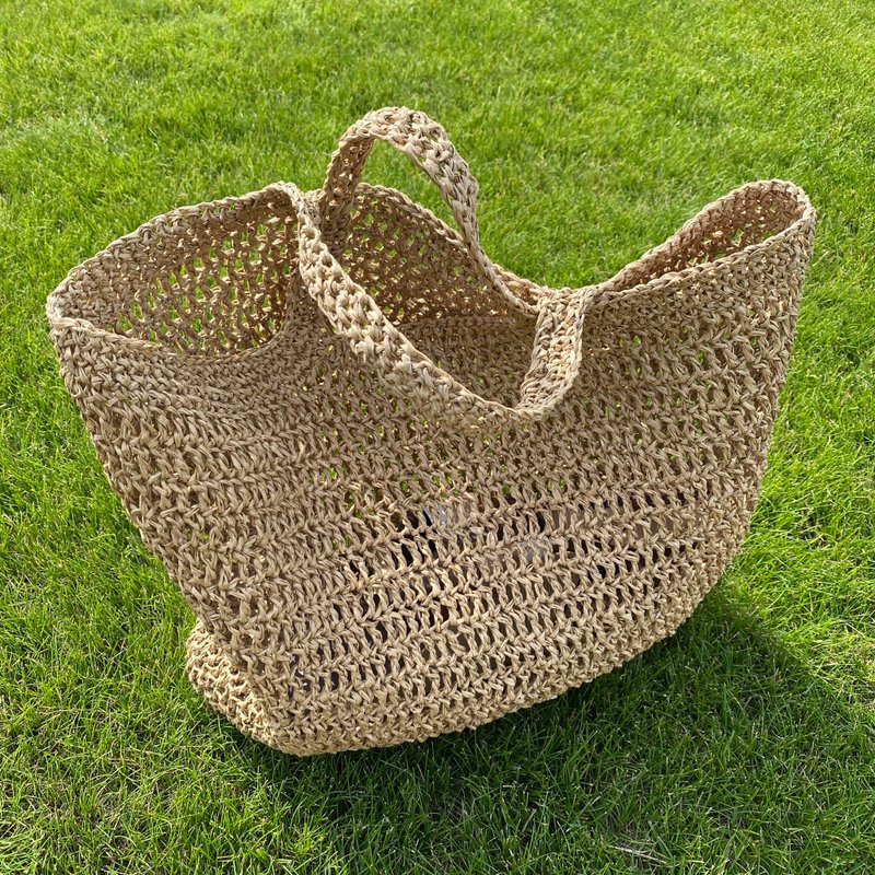 草编包、钩针夏日包、托特包 - 手提包/手提袋 - 棉．麻 咖啡色