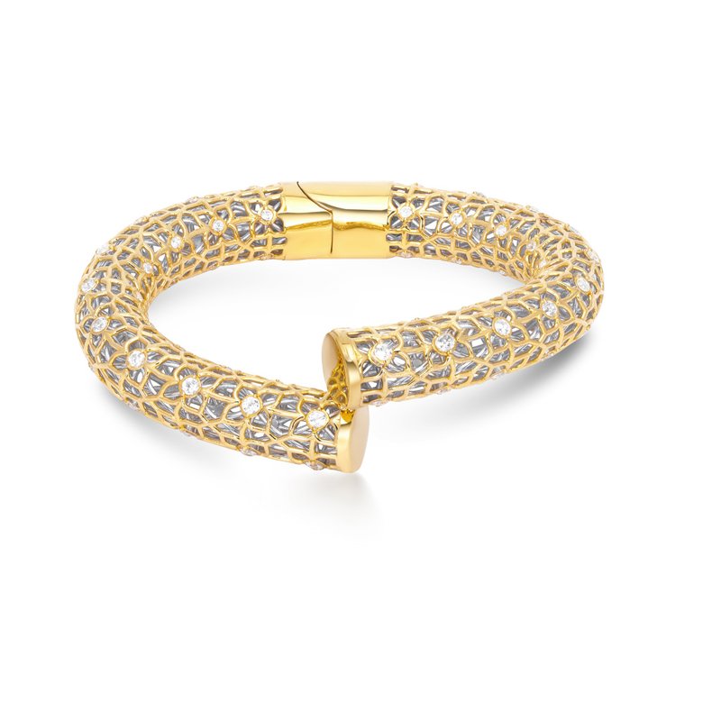 Nalikere Collection Silver Jewelry 925 Yellow Gold Plating with White Topaz - 手链/手环 - 宝石 银色