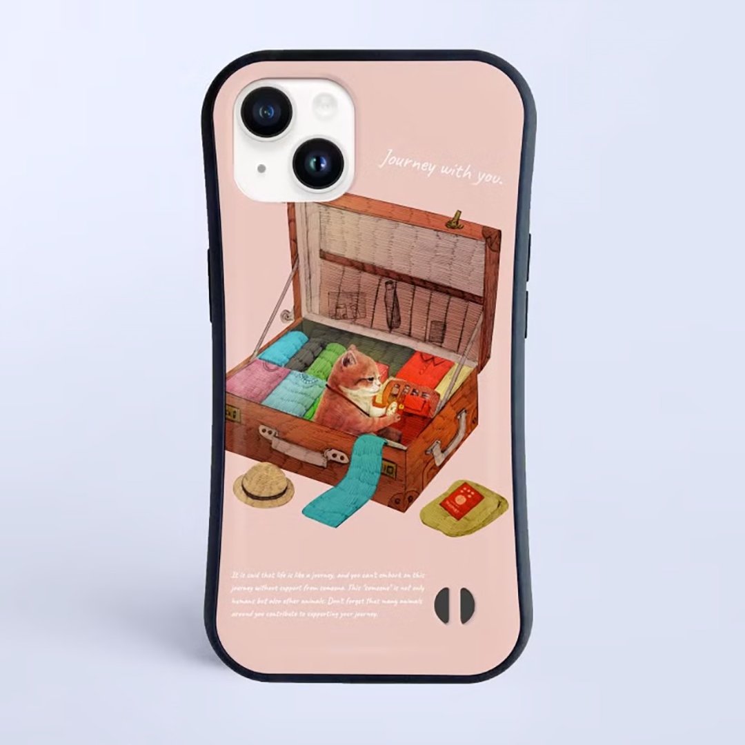 ourney with you 旅途中的猫咪 / 防撞握感 iPhone 保护壳 - 手机壳/手机套 - 塑料 白色