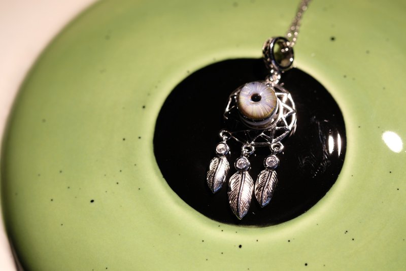 Eye Dream catcher 眼之捕梦网 - 项链 - 玻璃 银色