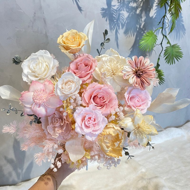 捧花 永生花 干燥花 - 干燥花/捧花 - 植物．花 粉红色