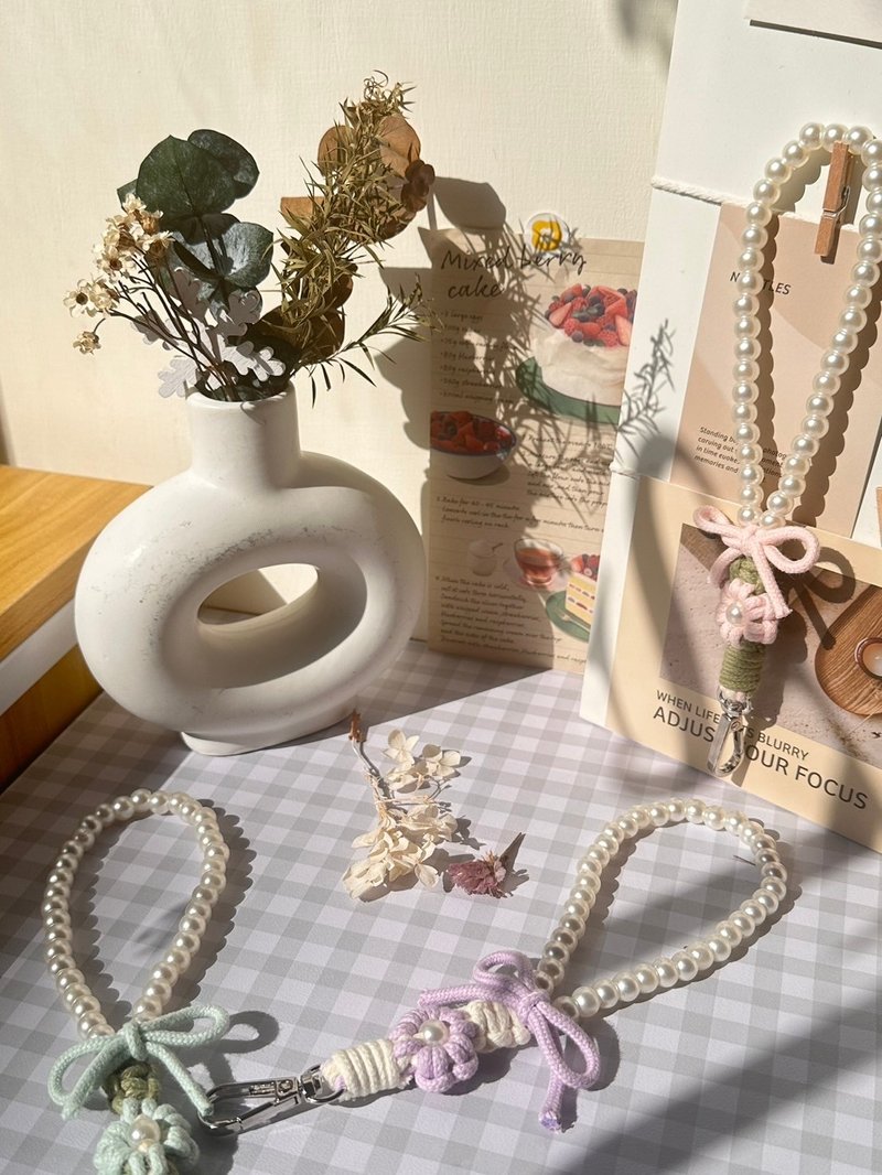 手机挂绳-珍珠小花挂绳 - 手机配件 - 其他材质 粉红色