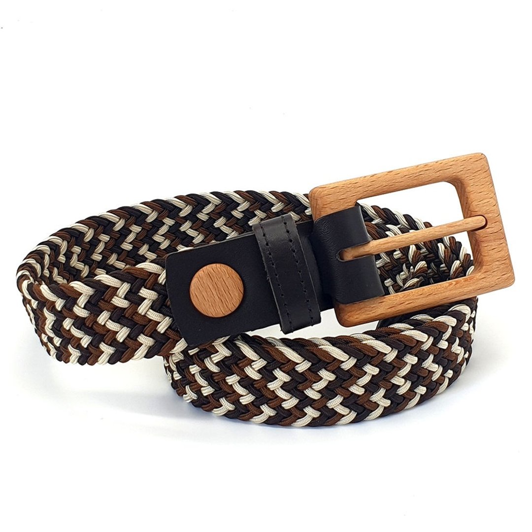 Wood Belt Yellowstone Brave 313 - 山毛榉木混棕色编织棉绳皮带 - 皮带/腰带 - 木头 咖啡色