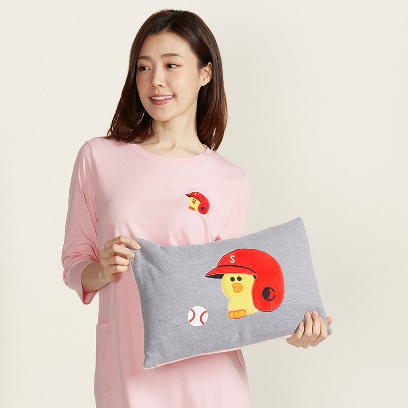LINE FRIENDS | 莎莉棒球方形抱枕 (30x45厘米) - 枕头/抱枕 - 棉．麻 灰色