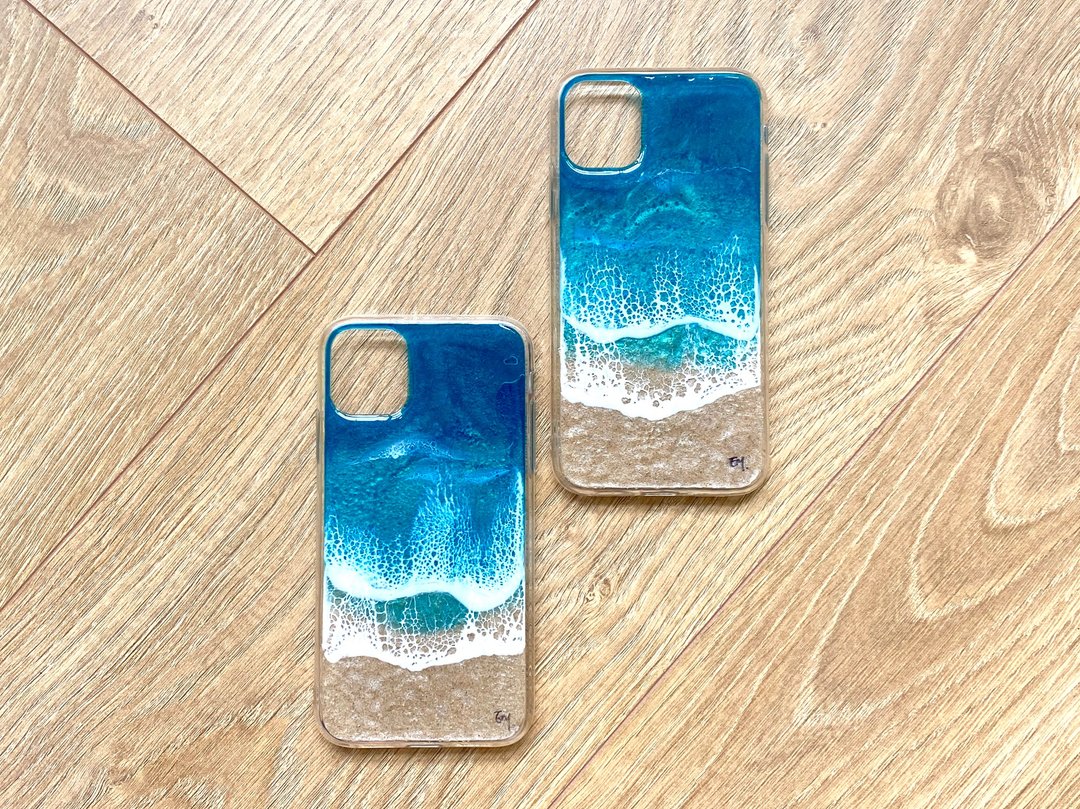 iPhone 13 系列海滩手机壳，手绘，理想的礼物 - 手机壳/手机套 - 树脂 蓝色