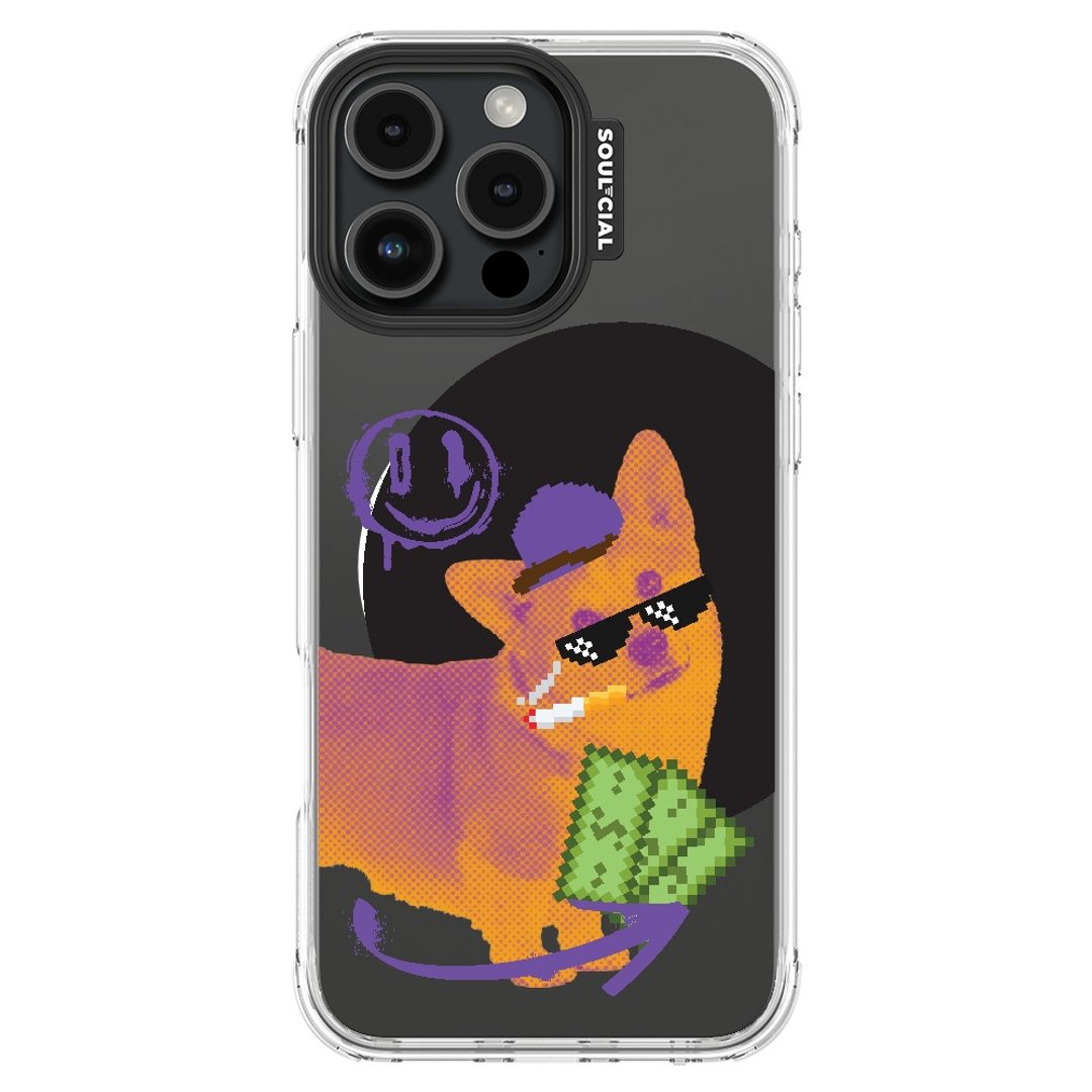 Thug Dog Savage Smoke Corgis iPhone 16 手机壳 磁吸机套 - 手机壳/手机套 - 其他材质 