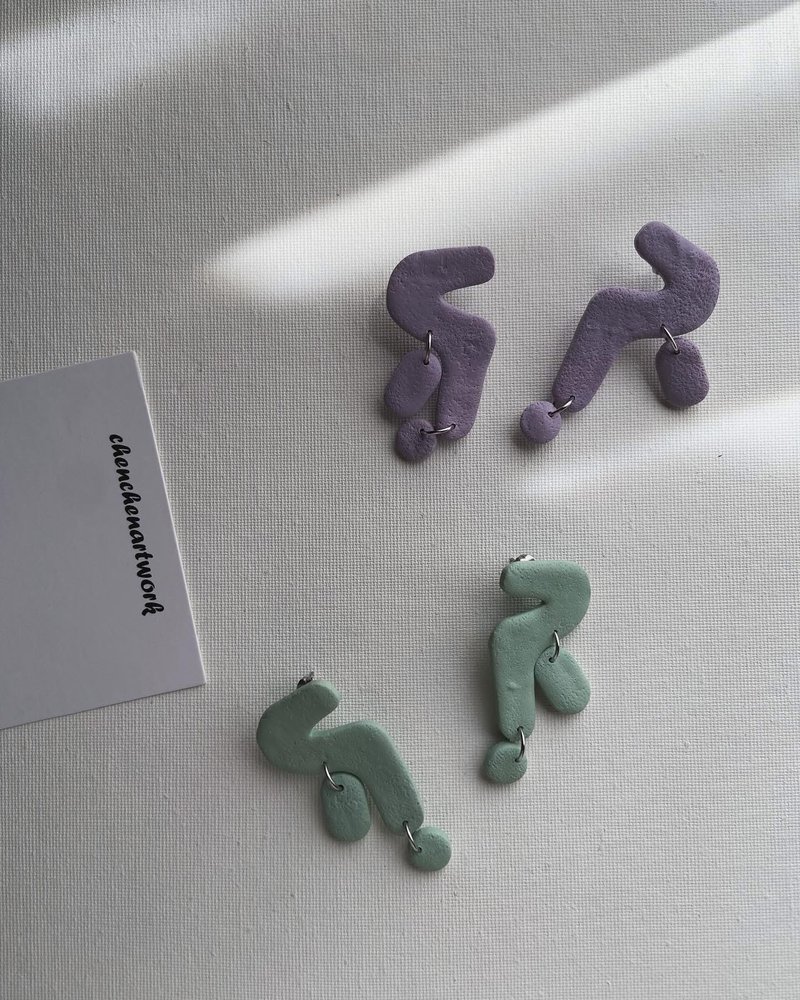 符号耳环 软陶耳环 海外独家设计 手作耳环 复古耳环 - 耳环/耳夹 - 其他材质 多色