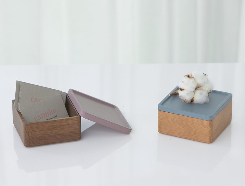 camino REY 粉彩原木储物小方盒 名片盒 橡木 收纳盒 置物 毕业礼 - 收纳用品 - 木头 咖啡色