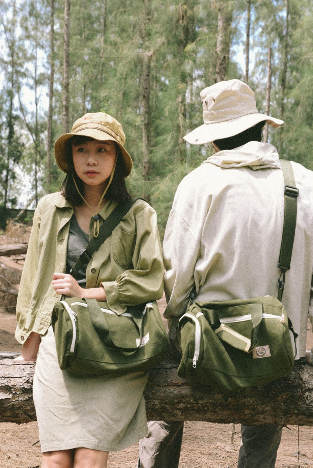 GREEN MILITARY: WEEKENDER BAG - 手提包/手提袋 - 棉 绿色