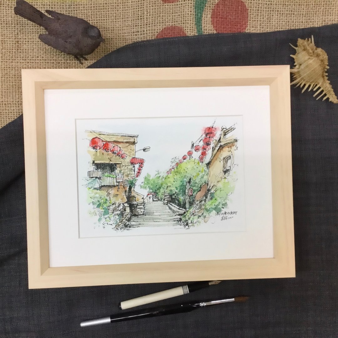拾级而上/水彩手绘原作/含框 - 海报/装饰画/版画 - 纸 咖啡色