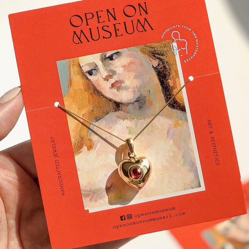 【雙 11 限定】 Lady Valentine Necklace Hearted Shape Garnet - 项链 - 纯银 金色