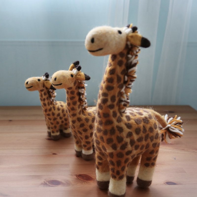 羊毛毡摆饰偶・长颈鹿 - 玩偶/公仔 - 羊毛 橘色