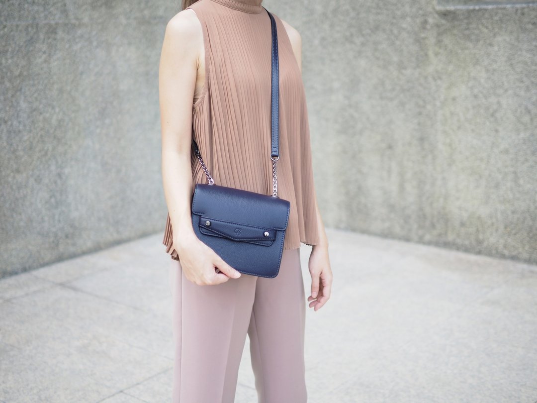 Leather Bag : Quinn (Navy) - 手提包/手提袋 - 真皮 蓝色