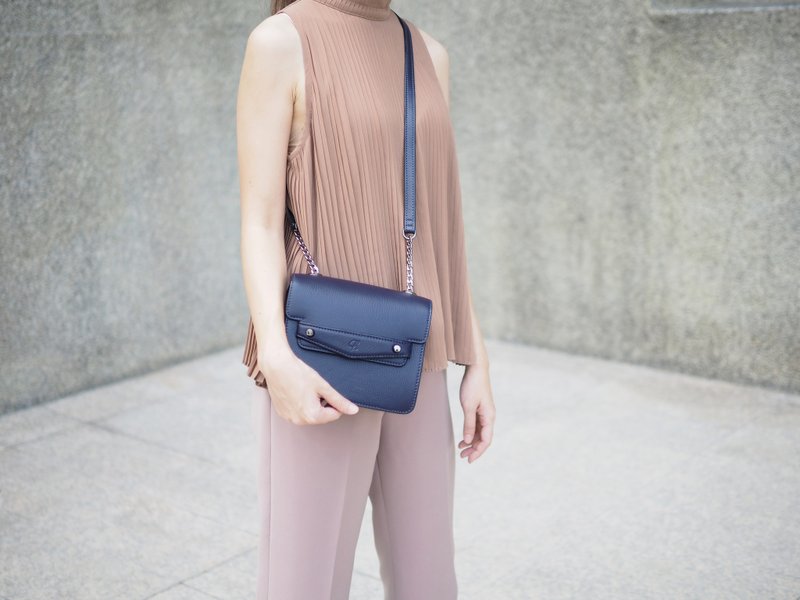 Leather Bag : Quinn (Navy) - 手提包/手提袋 - 真皮 蓝色