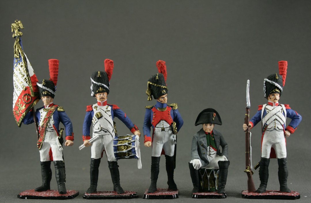 set 5 toy soldiers Hand Painted miniature figurine 54 mm Home Decor Gift for Man - 玩偶/公仔 - 其他金属 蓝色