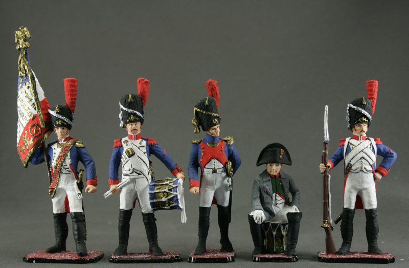 set 5 toy soldiers Hand Painted miniature figurine 54 mm Home Decor Gift for Man - 玩偶/公仔 - 其他金属 蓝色