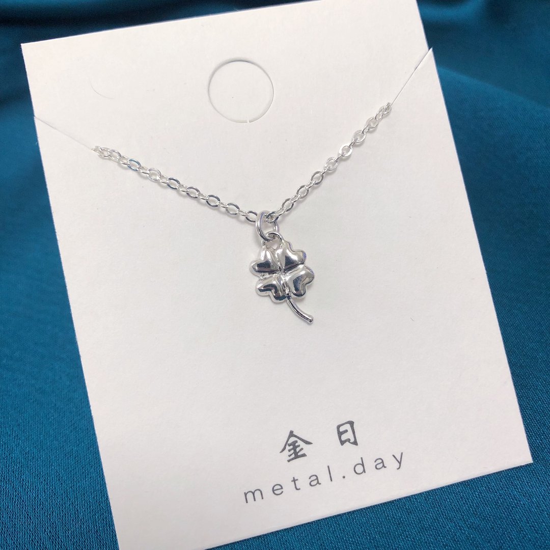 随身携带的小幸运-四叶草颈链 - 项链 - 纯银 透明