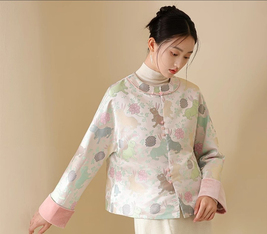 新中式  中国风禅意茶服上衣撞色丝绒气质盘扣棉衣 - 女装上衣 - 丝．绢 多色