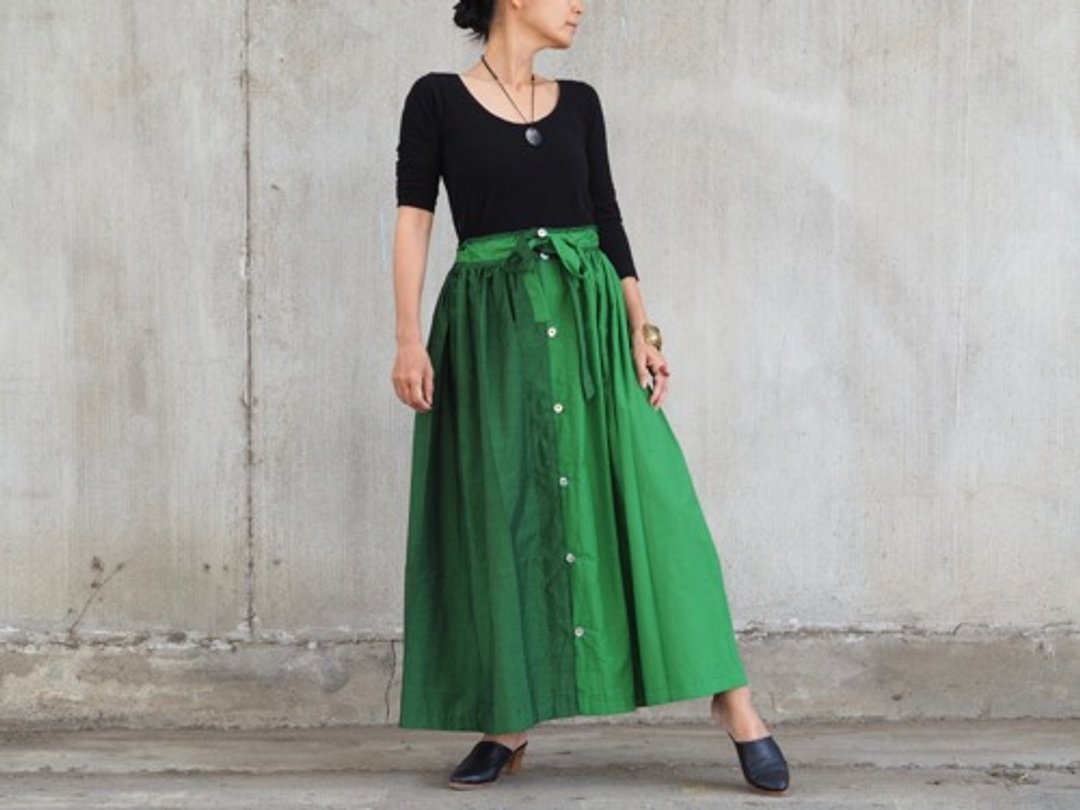 Long gathered skirt made at the salon << 1 >> - 裙子 - 棉 