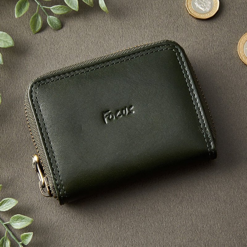 真皮双车线5卡夹零钱包_蓝绿两色任选(F0096)_植鞣革牛皮 - 零钱包 - 真皮 