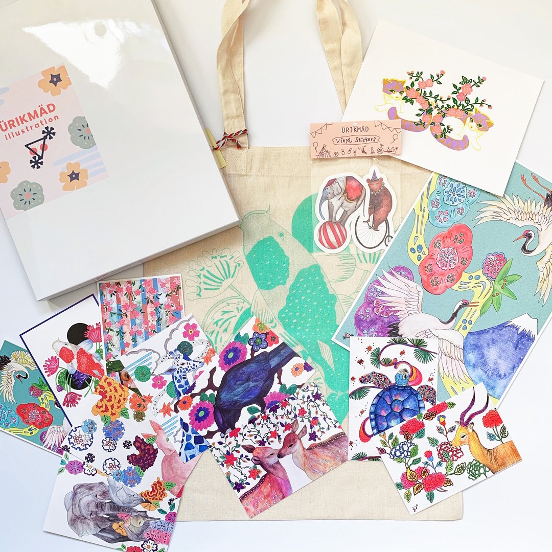 ÜRIKMÄD Starter Pack - Animal Illustration Various Set - 卡片/明信片 - 纸 多色