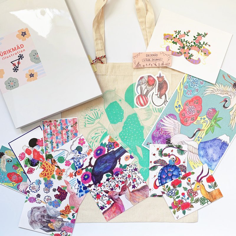 ÜRIKMÄD Starter Pack - Animal Illustration Various Set - 卡片/明信片 - 纸 多色