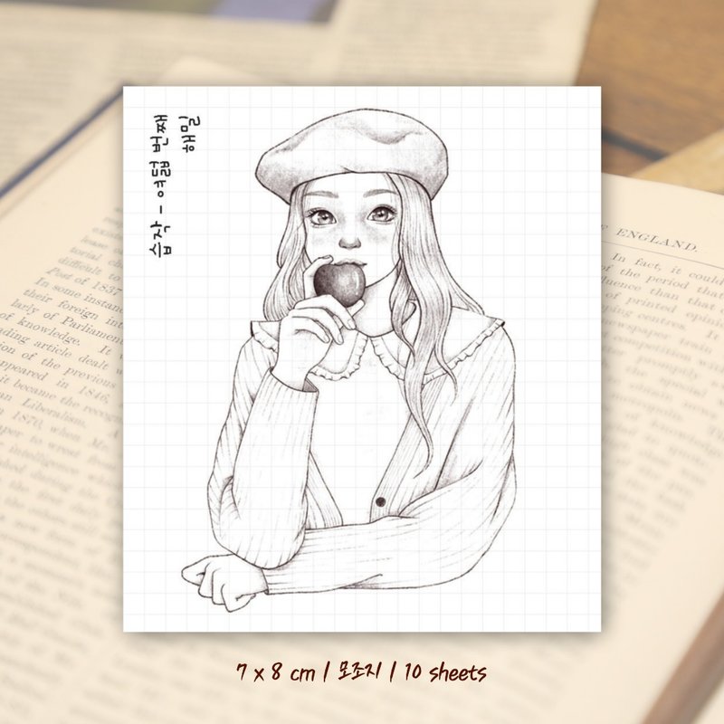 绘画练习 ver8 (hamil) 复古女孩仕女角色贴纸 - 贴纸 - 纸 黑色