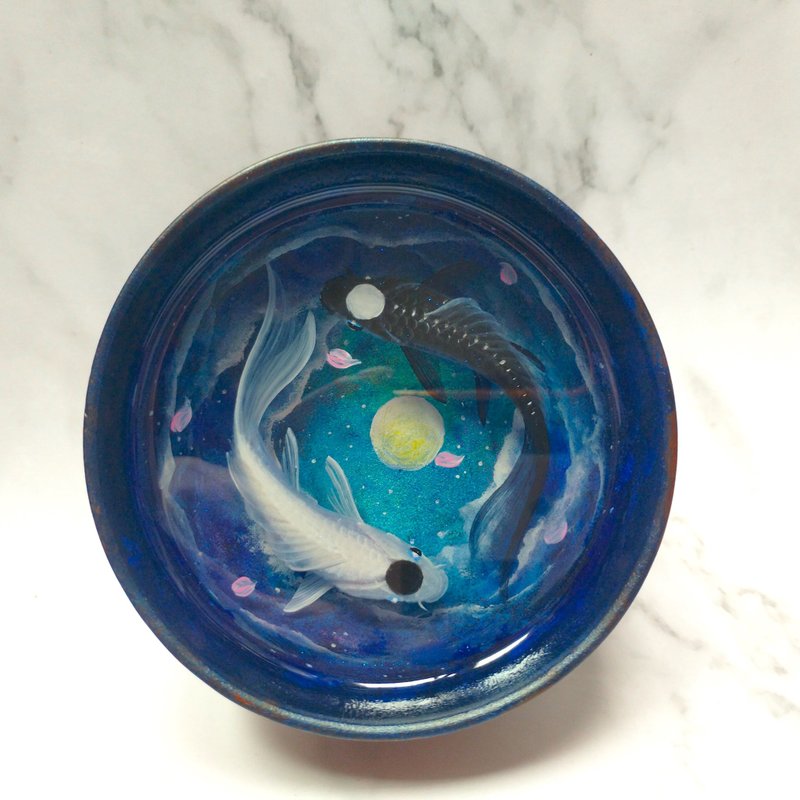 阴阳鲤鱼星夜空 3D树脂画手绘 永生鱼 可私人定制 - 摆饰 - 树脂 多色
