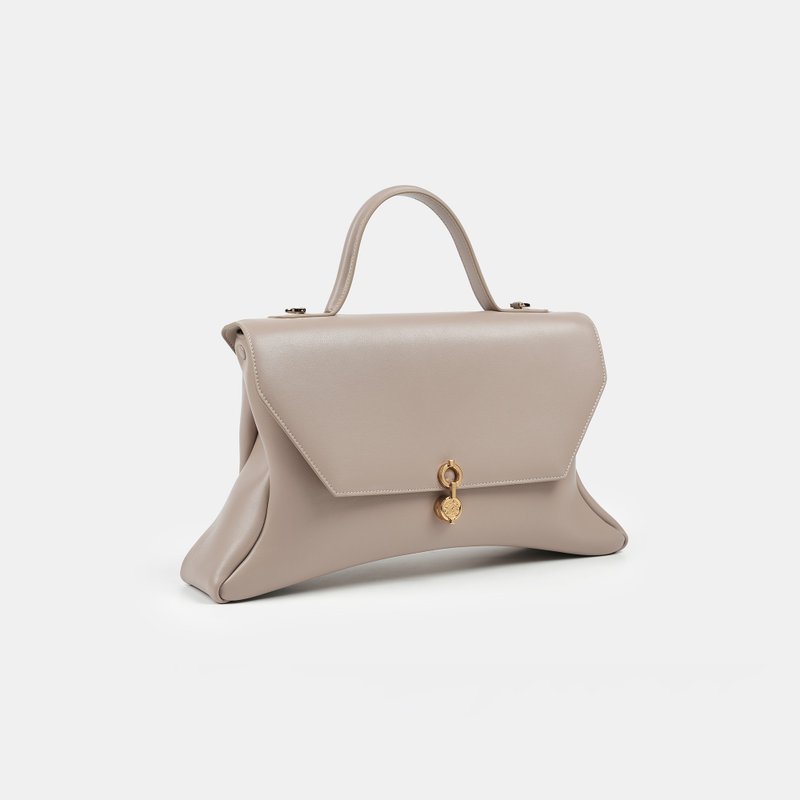 Rococo Bag 玉米基纯素皮革 手提包 斜背包 米色 - 手提包/手提袋 - 人造皮革 卡其色