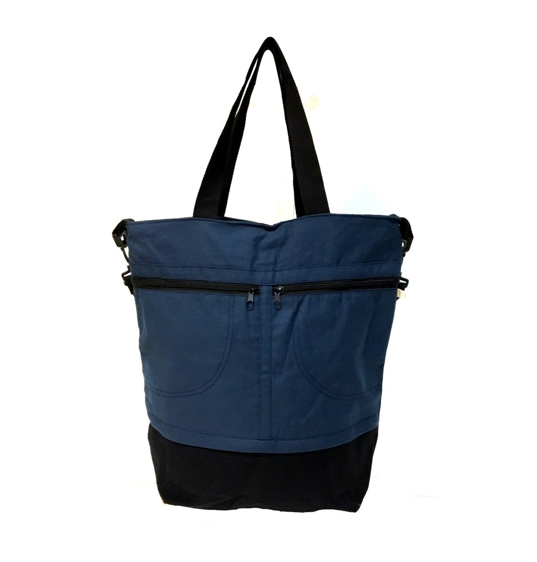 Deep Blue Fully Tote - 侧背包/斜挎包 - 棉 蓝色