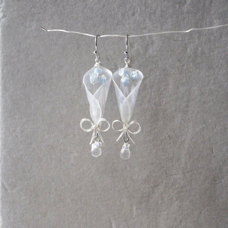 郁金香花束 耳环/耳夹 - 耳环/耳夹 - 树脂 蓝色