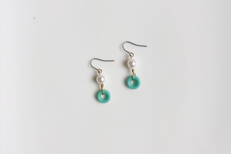 小turkey 珍珠天然石耳环 - 耳环/耳夹 - 宝石 蓝色