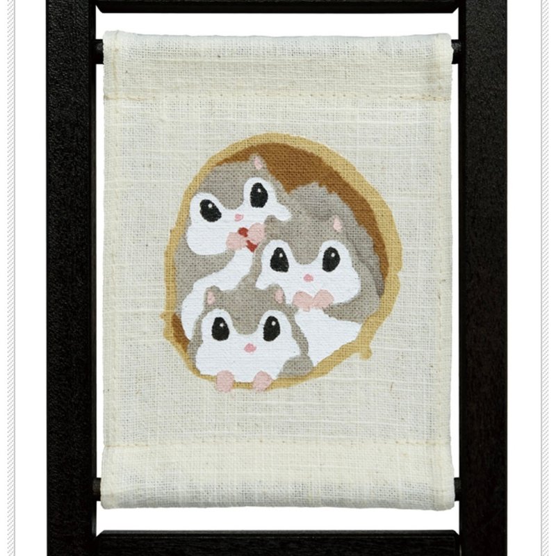 京都手绘亚麻画框-一家三鼠 - 摆饰 - 棉．麻 