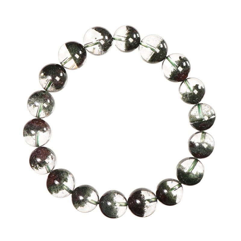 【正佳珠宝】绿幽灵 超顶级玻璃体聚宝盆 10.9-11.6mm 绿幽灵手珠 - 手链/手环 - 半宝石 多色