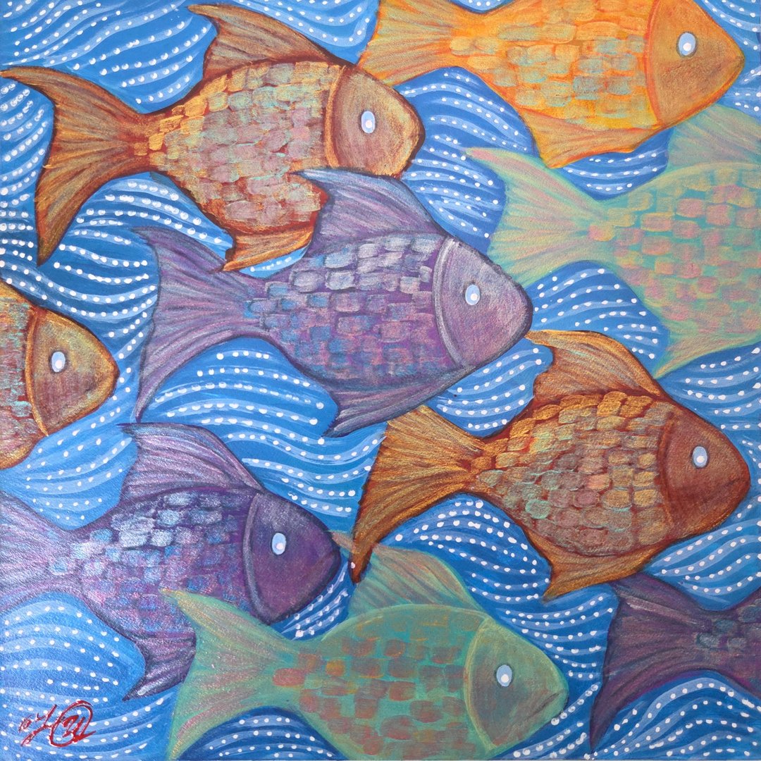 金运满载金鱼画 水中画 原创艺术 招财锦鲤 - 海报/装饰画/版画 - 其他材质 多色