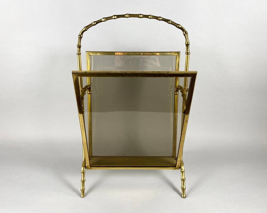 复古镀金青铜杂志架由人造竹底座和手柄制成 Maison Bagues - 收纳用品 - 其他金属 金色