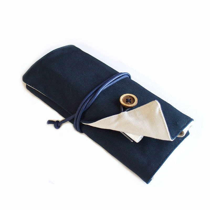 【钢笔款/综合款】第二代好抽取衣领折笔袋/笔卷(深蓝)/大容量 - 铅笔盒/笔袋 - 其他材质 蓝色