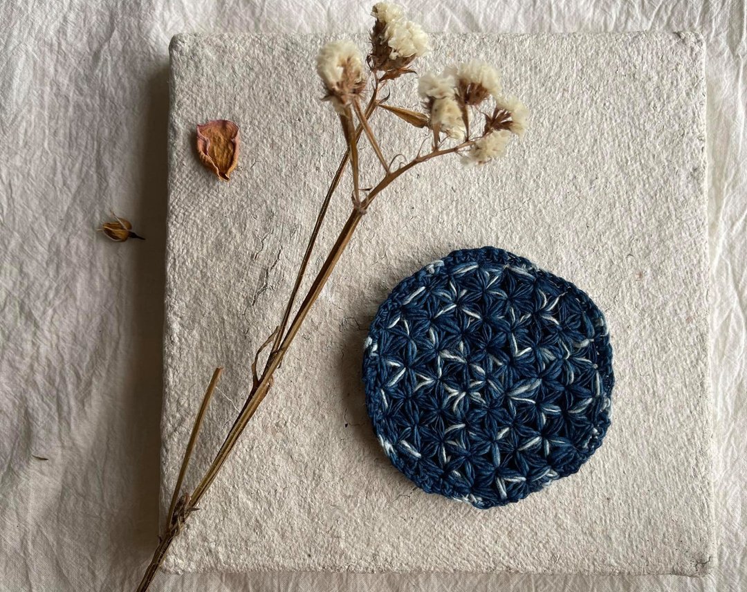 Knitting 生命之花垫 - 深蓝色的池塘 - 摆饰 - 棉．麻 蓝色