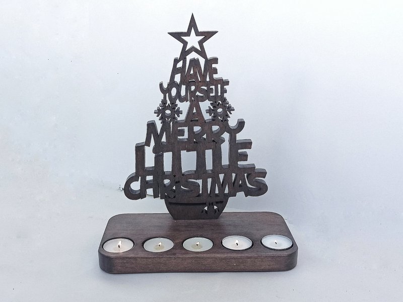 Christmas Tree Candle Holder Tealight Wooden Candlesticks - 蜡烛/烛台 - 木头 灰色